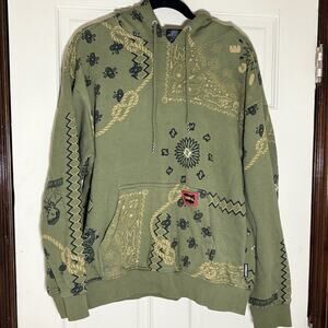 Icecream Hoodie‎ Mens Large Green Bandana Paisley Graphic Streetwear Pullover